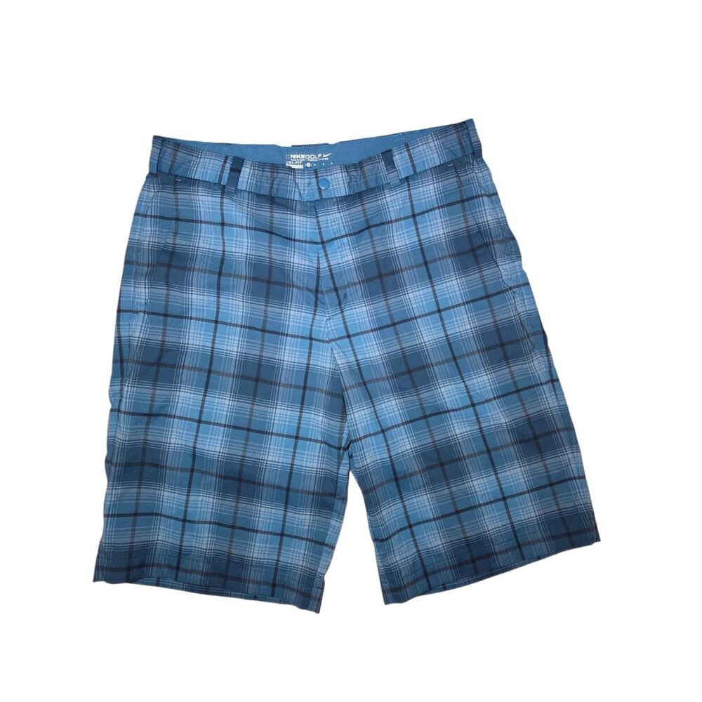 Nike‎ Golf Dri-Fit Blue Plaid Golf Shorts Stretch 34" Waist  11.5" Inseam